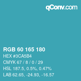 カラーコード: RGB 60 165 180 | qconv.com