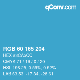カラーコード: RGB 60 165 204 | qconv.com