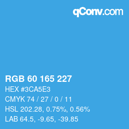 カラーコード: RGB 60 165 227 | qconv.com