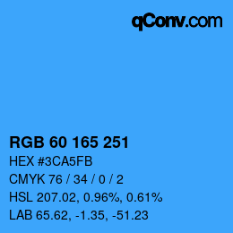 颜色代码: RGB 60 165 251 | qconv.com