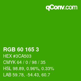 颜色代码: RGB 60 165 3 | qconv.com