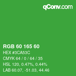 颜色代码: RGB 60 165 60 | qconv.com