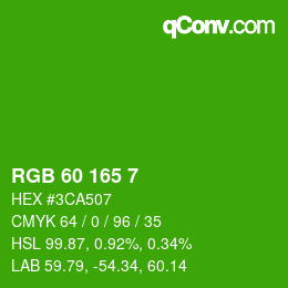 カラーコード: RGB 60 165 7 | qconv.com