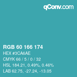 颜色代码: RGB 60 166 174 | qconv.com