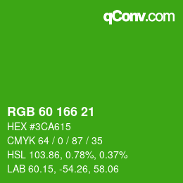 Color code: RGB 60 166 21 | qconv.com