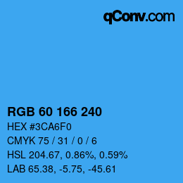 Color code: RGB 60 166 240 | qconv.com