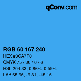 カラーコード: RGB 60 167 240 | qconv.com