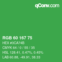 Color code: RGB 60 167 75 | qconv.com