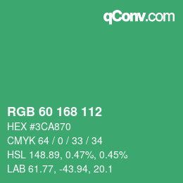 Color code: RGB 60 168 112 | qconv.com