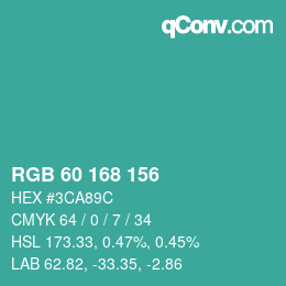 Color code: RGB 60 168 156 | qconv.com