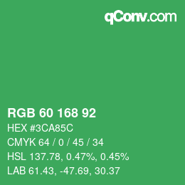 カラーコード: RGB 60 168 92 | qconv.com
