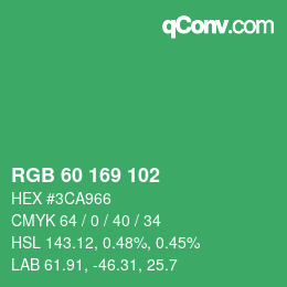 カラーコード: RGB 60 169 102 | qconv.com