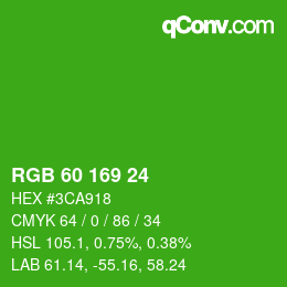 カラーコード: RGB 60 169 24 | qconv.com
