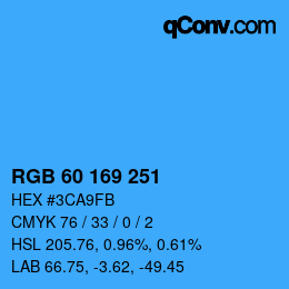 Color code: RGB 60 169 251 | qconv.com