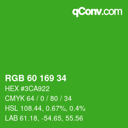 Color code: RGB 60 169 34 | qconv.com