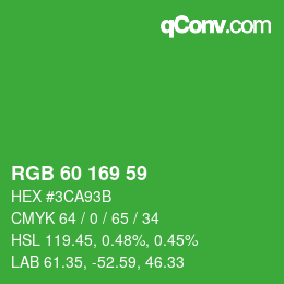 颜色代码: RGB 60 169 59 | qconv.com