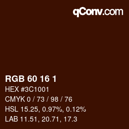 颜色代码: RGB 60 16 1 | qconv.com
