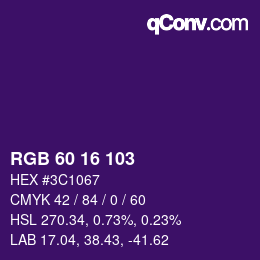 カラーコード: RGB 60 16 103 | qconv.com