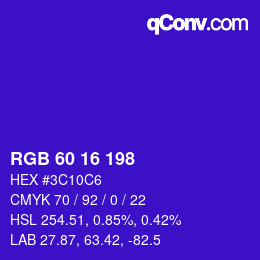 カラーコード: RGB 60 16 198 | qconv.com