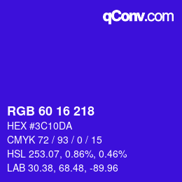 カラーコード: RGB 60 16 218 | qconv.com