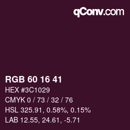 カラーコード: RGB 60 16 41 | qconv.com