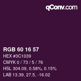 カラーコード: RGB 60 16 57 | qconv.com