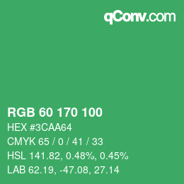 颜色代码: RGB 60 170 100 | qconv.com