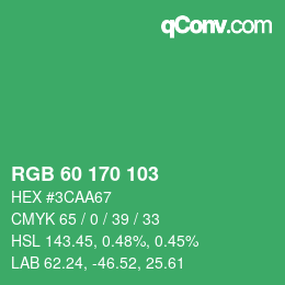颜色代码: RGB 60 170 103 | qconv.com
