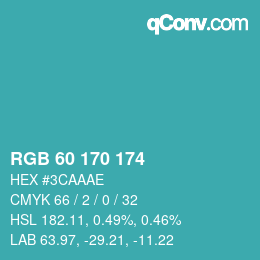 颜色代码: RGB 60 170 174 | qconv.com