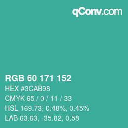 Color code: RGB 60 171 152 | qconv.com