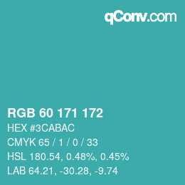 カラーコード: RGB 60 171 172 | qconv.com
