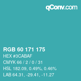 颜色代码: RGB 60 171 175 | qconv.com