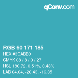 颜色代码: RGB 60 171 185 | qconv.com