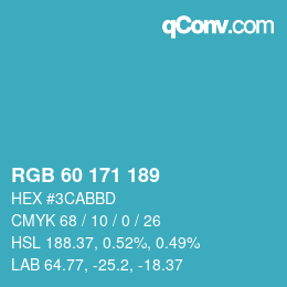 颜色代码: RGB 60 171 189 | qconv.com