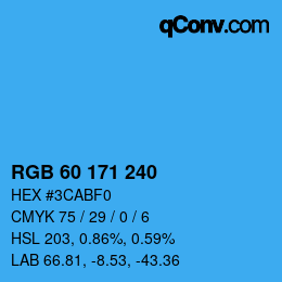 カラーコード: RGB 60 171 240 | qconv.com