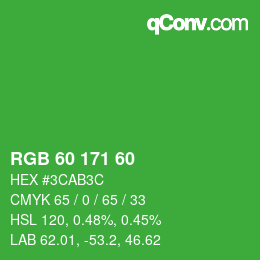 カラーコード: RGB 60 171 60 | qconv.com