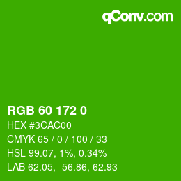 カラーコード: RGB 60 172 0 | qconv.com