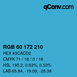 颜色代码: RGB 60 172 210 | qconv.com