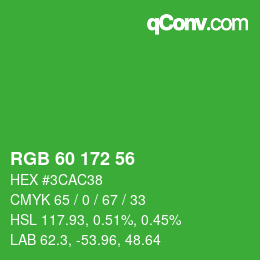 カラーコード: RGB 60 172 56 | qconv.com