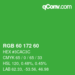 カラーコード: RGB 60 172 60 | qconv.com