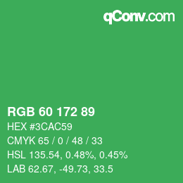 カラーコード: RGB 60 172 89 | qconv.com