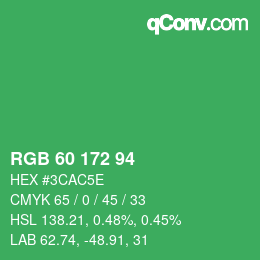 カラーコード: RGB 60 172 94 | qconv.com
