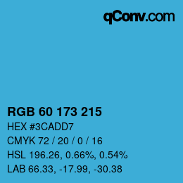 カラーコード: RGB 60 173 215 | qconv.com