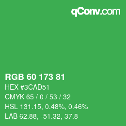 Farbcode: RGB 60 173 81 | qconv.com