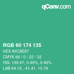 Color code: RGB 60 174 135 | qconv.com