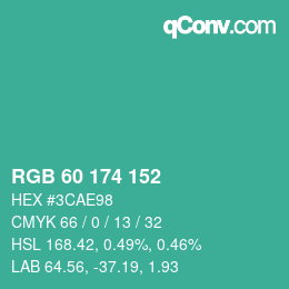 Color code: RGB 60 174 152 | qconv.com