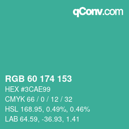 Color code: RGB 60 174 153 | qconv.com