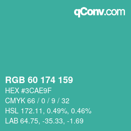 Color code: RGB 60 174 159 | qconv.com