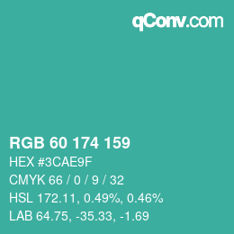 Color code: RGB 60 174 159 | qconv.com