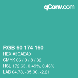 Color code: RGB 60 174 160 | qconv.com